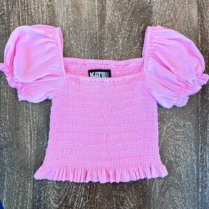 Katie J NYC Marlee smock & puff sleeve Blouse